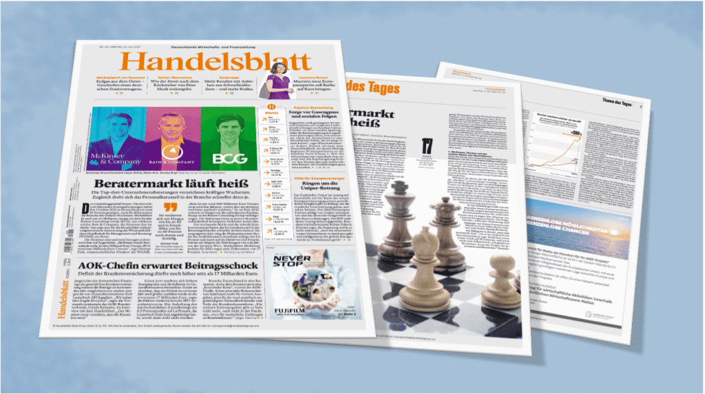 Cover story in Handelsblatt